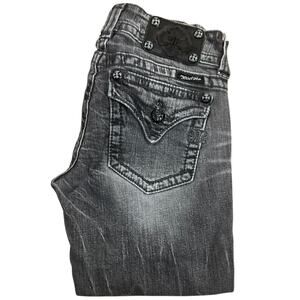 Miss Me Y2K Grey Flap Distressed Skinny Jeans
